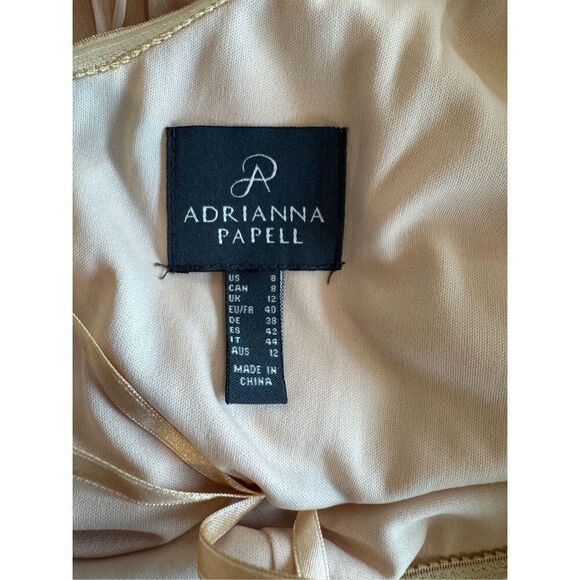 NWT Adrianna Papell Champagne Multi Nude Floral One Shoulder Gown Bridesmaid - Picture 9 of 10